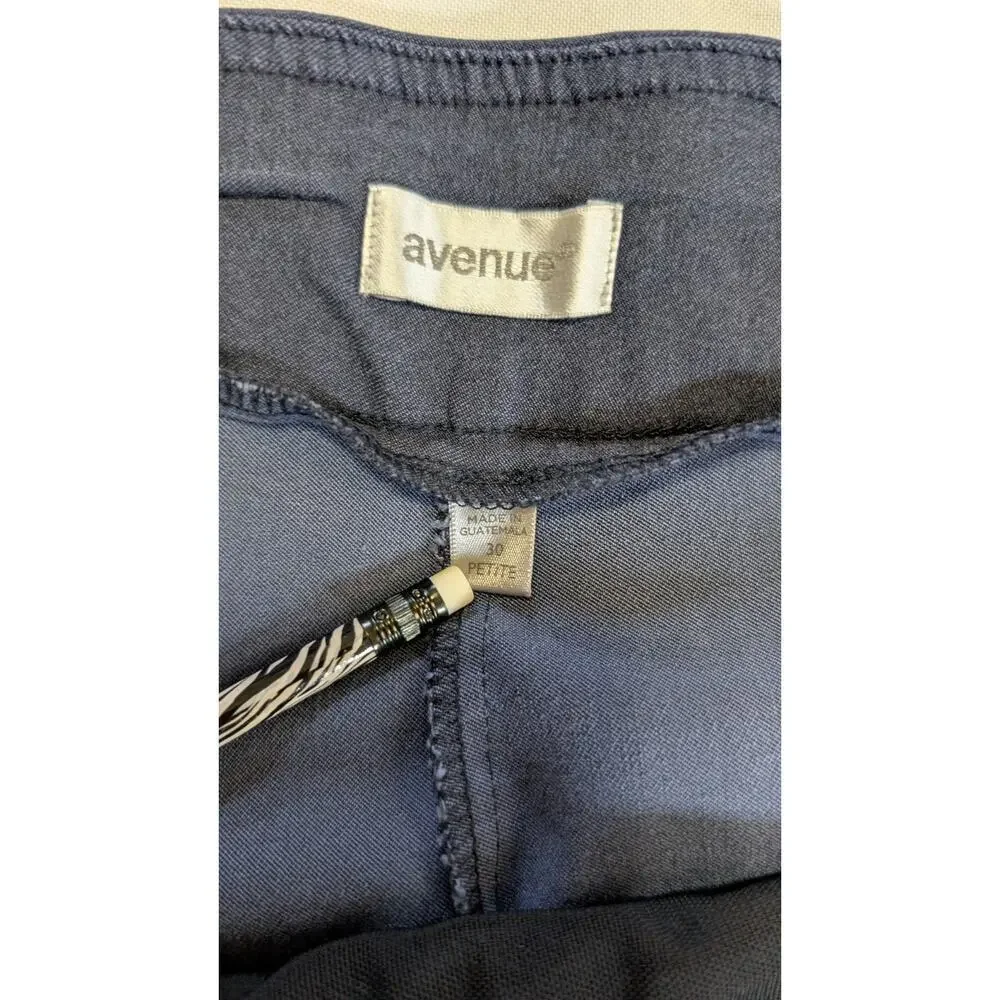 Avenue Womens Plus Size Super Stretch Trousers Ankle Pants Blue US SZ30 PETITE